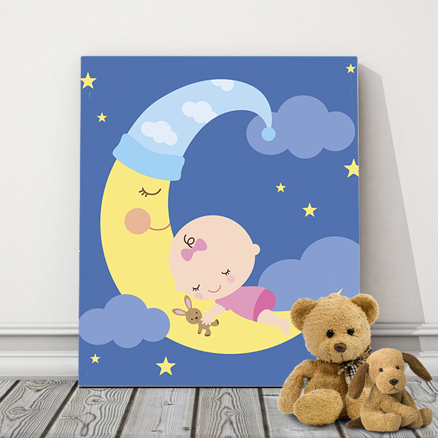 Láminas de cuadro infantiles personalizadas - Niño en la luna - Decoración  infantil